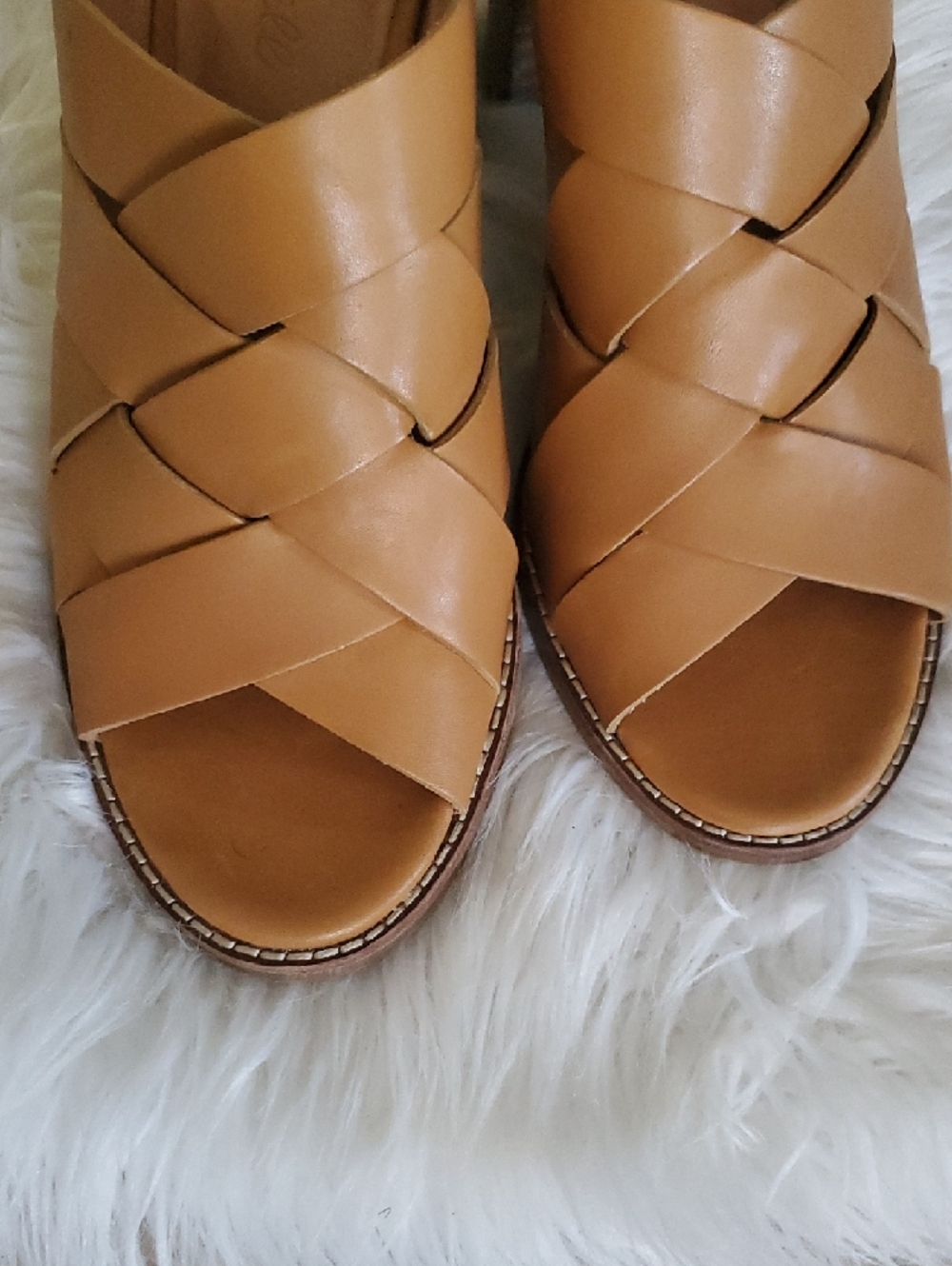 Madewell Camel/Tan Woven Leather Slingback Sandals - Picture 3 of 15